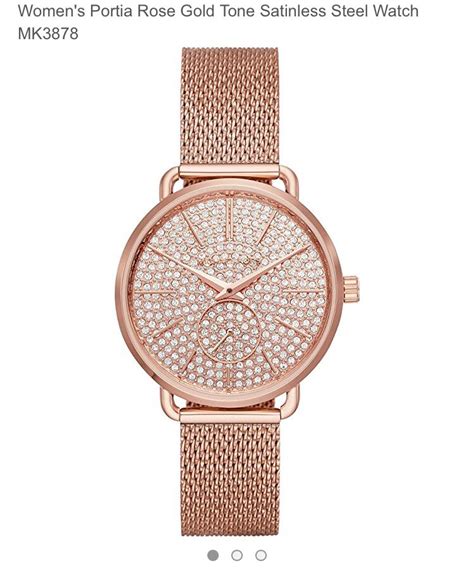 michael kors portia women's three hand wrist watch|Michael Kors Women's Portia Stainless Steel Mesh .